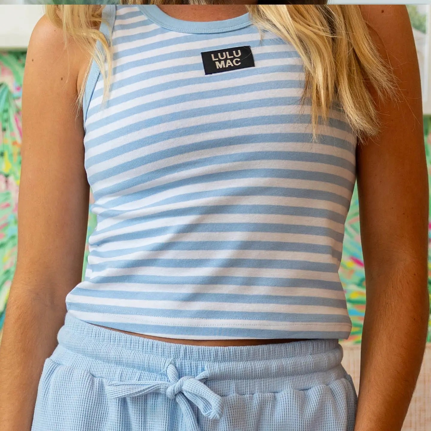 Lulu Mac Stripe Tank in Light Blue