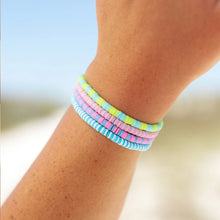 Load image into Gallery viewer, Puravida Violet Sunrise Seascape Vinyl Disc Stretch Bracelet