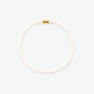 Puravida White Seascape Vinyl Disc Stretch Bracelet