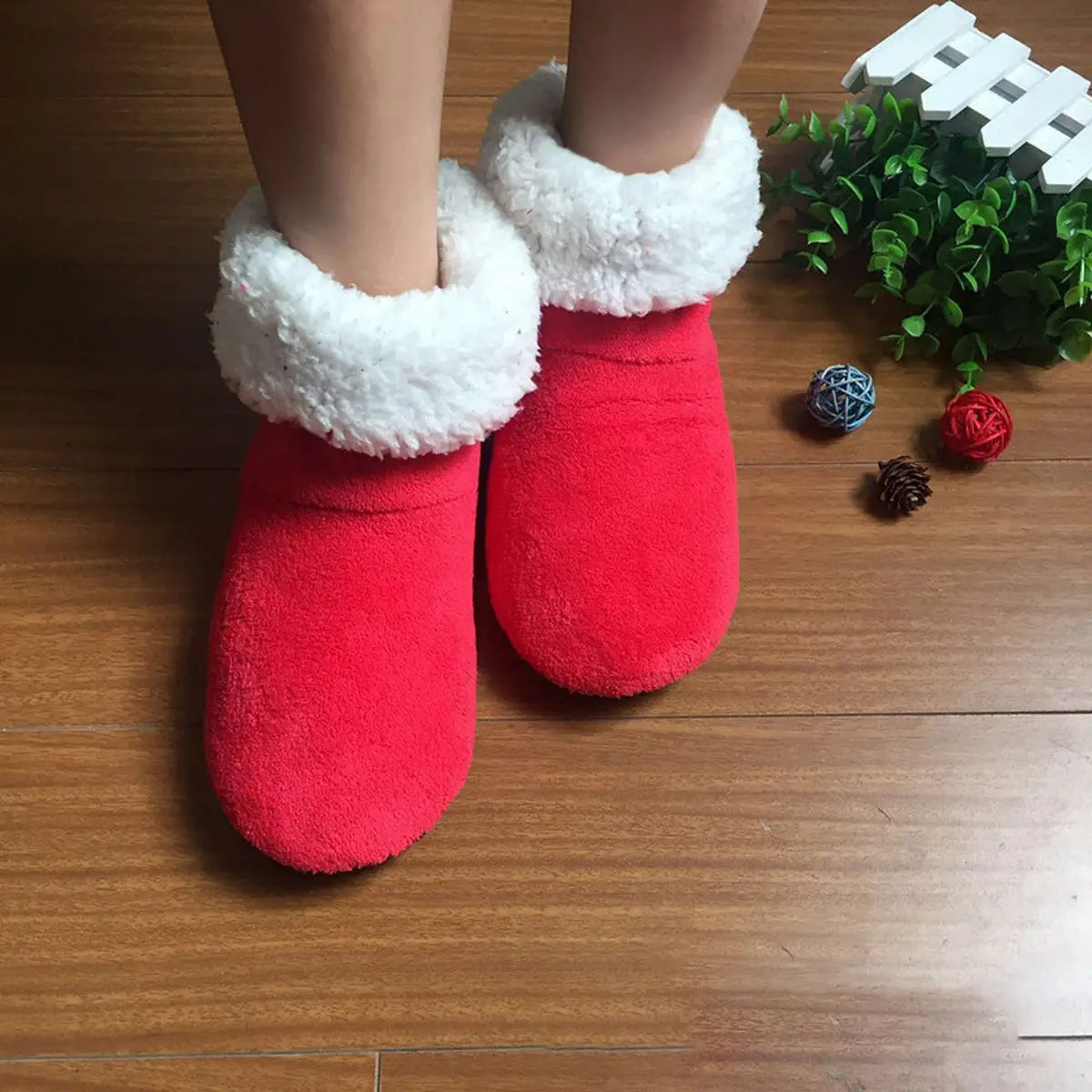 Warm & Cozy Sock Slippers in Red