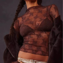 Load image into Gallery viewer, Before You Leave Me Floral Mesh Top in Brown