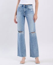 Load image into Gallery viewer, Glorietta High Rise Distressed Slime Wide Leg Jeans