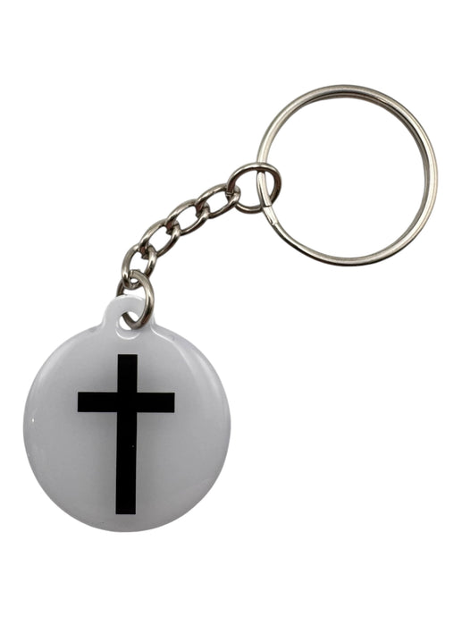 Versible White + Cross Tap to Pray Keychain