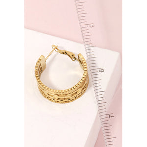 Matte Chain Texture Hoop Earrings Silver