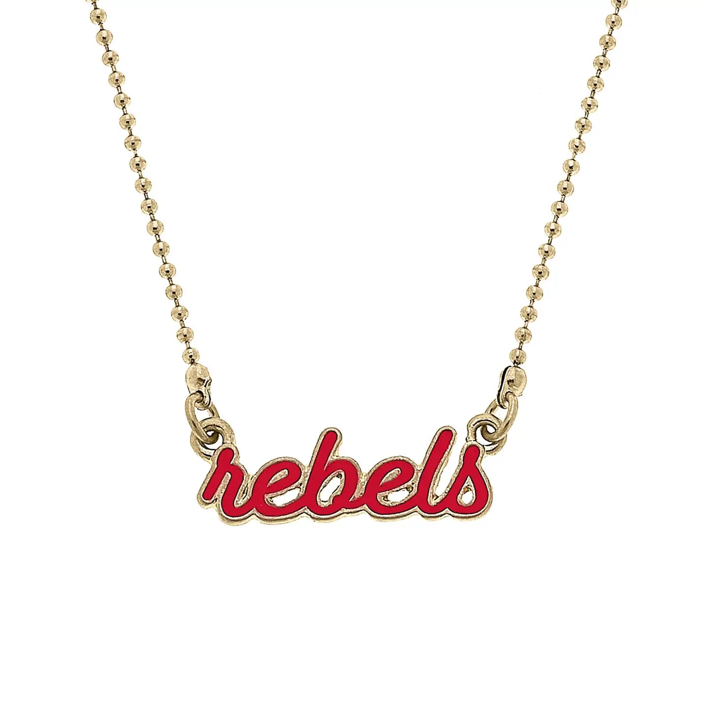 Ole Miss Rebels Enamel Script Necklace in Red