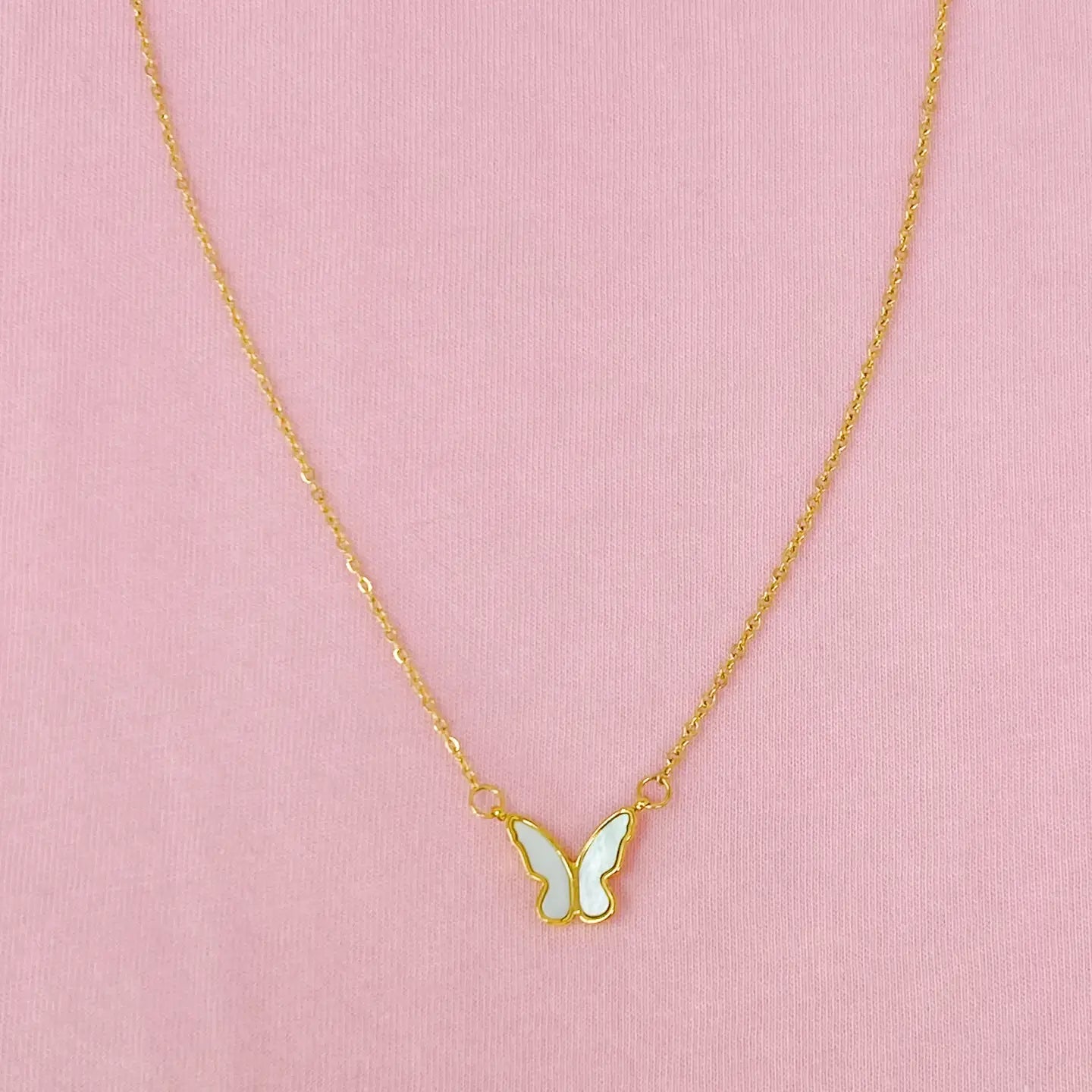 Golden Shell Butterfly Necklace