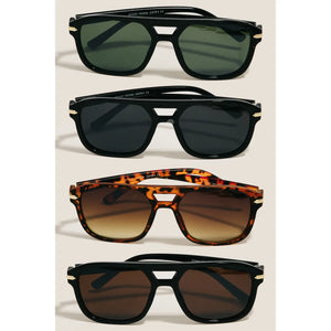 Acetate Aviator Frame Sunglasses Black/Black