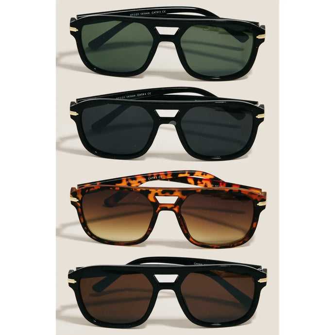 Acetate Aviator Frame Sunglasses Black/Brown
