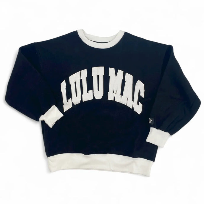 Lulu Mac Color Block Stitch Sweatshirt in Black/White