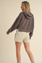 Load image into Gallery viewer, Lost My Mind Scuba Oversized Crop Hoodie in Chocolate