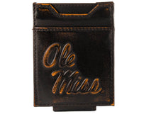 Load image into Gallery viewer, Ole Miss Rebels Burnished Leather Magnetic Front Pocket Wallet