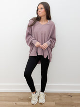Load image into Gallery viewer, Don't Really Care Waffle Knit Oversized LS Top in Rose Taupe