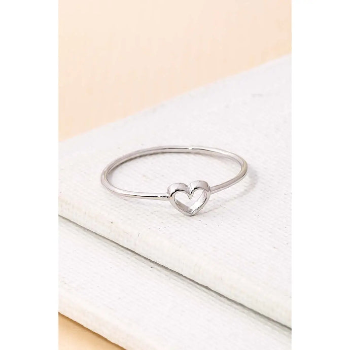 Dainty Open Heart Shape Fashion Ring Silver