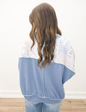 Load image into Gallery viewer, All The Good Times LS Patchwork Top in Lt Blue/Denim