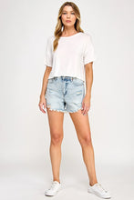 Load image into Gallery viewer, Broken Heart Distressed High Rise Tomboy Denim Shorts