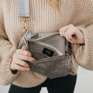 Pretty Simple Westlyn Woven Bum Bag in Metallic Gunmetal