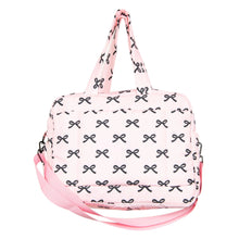 Load image into Gallery viewer, Black &amp; Pink Mini Bows Duffel Weekender Bag