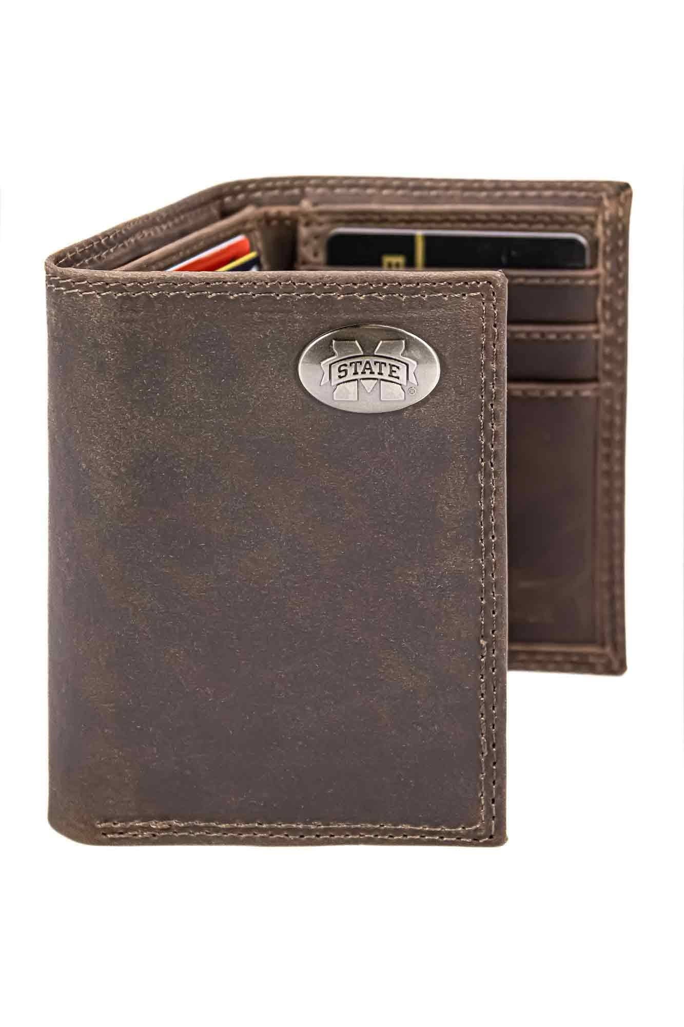 Mississippi State Bulldogs Men's Collegiate Trifold Leather Wallet