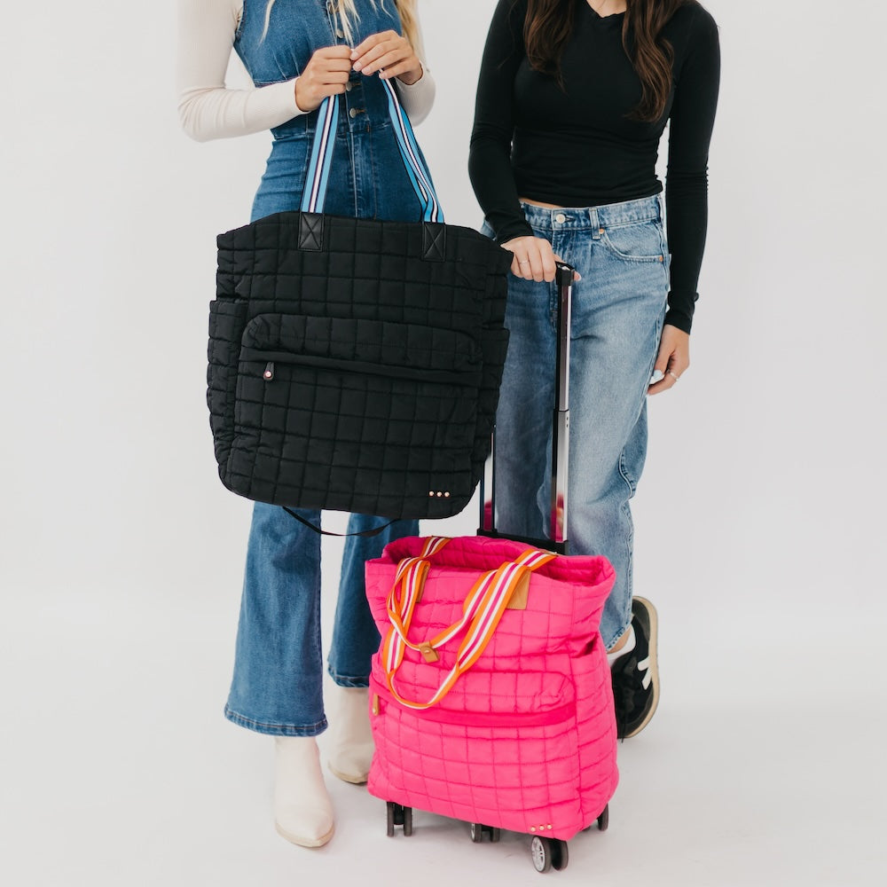 Pretty Simple Tenley Quilted Tote Roller Bag in Pink