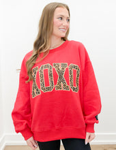 Load image into Gallery viewer, Lulu Mac Red XOXO Sweatshirt with Leopard