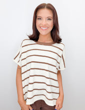 Load image into Gallery viewer, She Didn't Striped Oversize Sweater Top in Brown