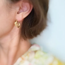 Load image into Gallery viewer, Classy Girl Textured &amp; Knotted Gold Hoop Earrings