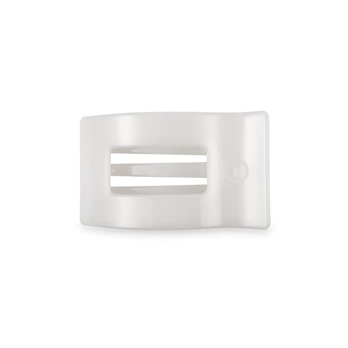 Teleties Small Flat Rectangle Clip in Coconut White