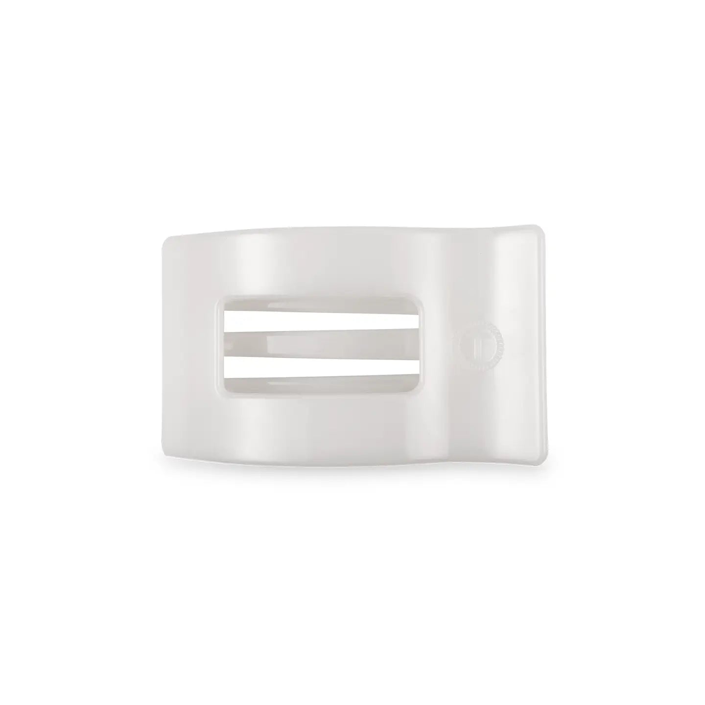 Teleties Small Flat Rectangle Clip in Coconut White