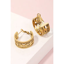 Load image into Gallery viewer, Matte Chain Texture Hoop Earrings Gold