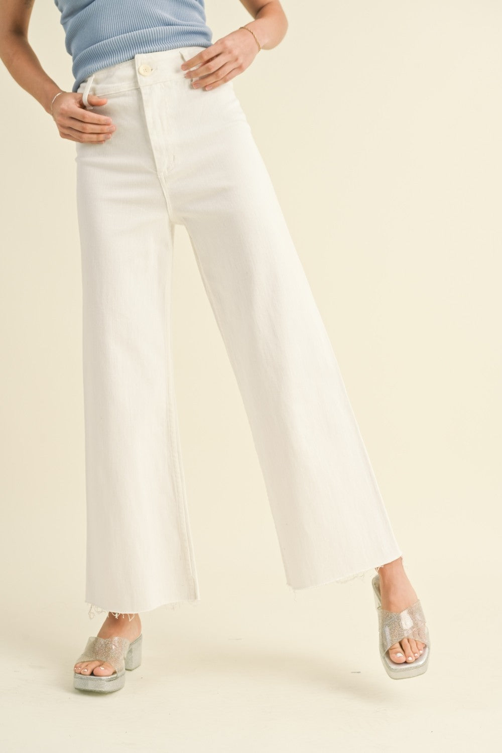 Even If Straight Wide Leg Denim Pants in Cream