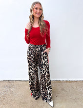 Load image into Gallery viewer, Let&#39;s Get Going Leopard Straight Pants With Red Stripes