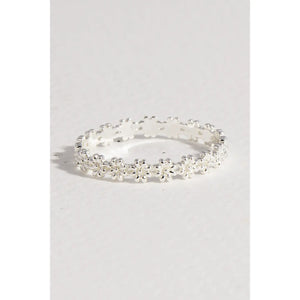 Multi Flower Band Ring Silver