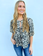 Load image into Gallery viewer, Open Up Your Heart Leopard Puff Sleeve Top