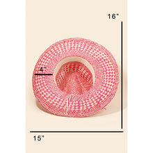 Load image into Gallery viewer, Checkered Straw Weave Sun Hat Fuchsia