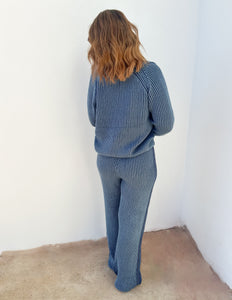 Everything I Love Ribbed Sweater and Pants Set Denim