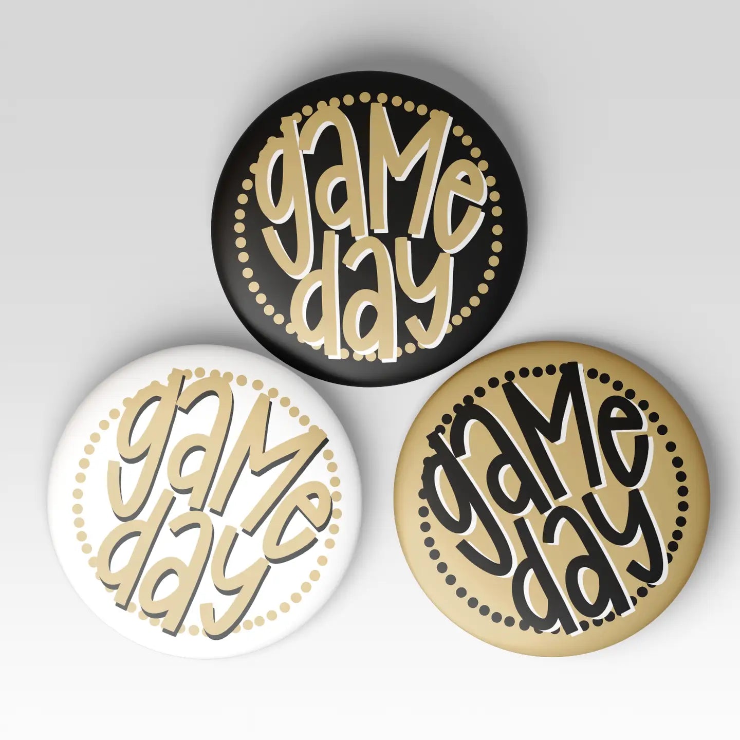 Polka Dots Gold Game Day Button