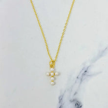 Load image into Gallery viewer, Shell Pearl Cross Necklace