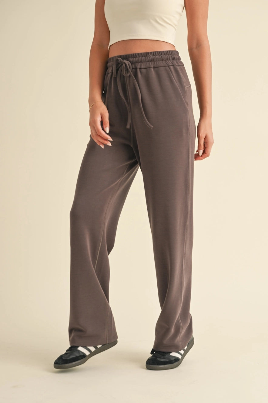 Just Because Soft Air Scuba Wide Leg Pants in Chocolate