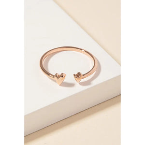 Delicate Double Heart Open Ring Rose Gold