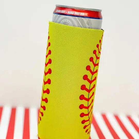 Softball Printed Slim Can Drink Koozie