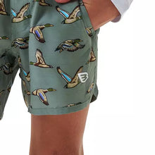 Load image into Gallery viewer, Burlebo Youth Swim Trunks in Green Jumbo Mallards