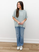 Load image into Gallery viewer, Sweet Time Raised Rib Striped Top in Ash Jade