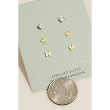 Load image into Gallery viewer, Gold Crystal Mini Stud Earrings Set