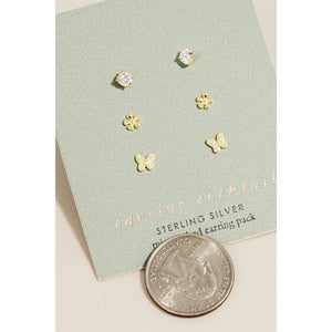 Gold Crystal Mini Stud Earrings Set