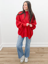 Load image into Gallery viewer, Start The Flame Side Slit Oversized Sweater in Ruby