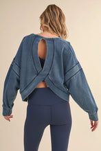 Load image into Gallery viewer, Peaceful Day Denim Wash Cutout Back Layering Top