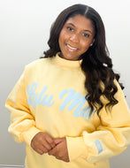 Lulu Mac Script Sweatshirt in Butter/Lt Blue