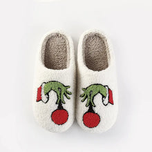 Load image into Gallery viewer, Grinchmas is Here Fuzzy Slippers