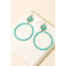 Load image into Gallery viewer, Triangle Beaded Hoop Drop Earrings Turquoise