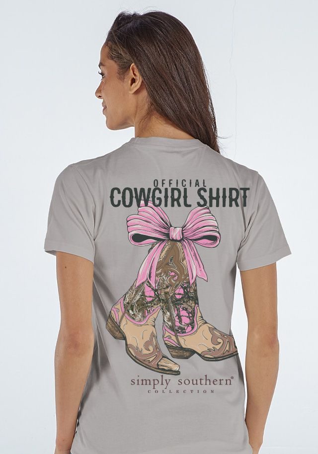 Simply Southern Cowgirl Boots With Bow SS Tee